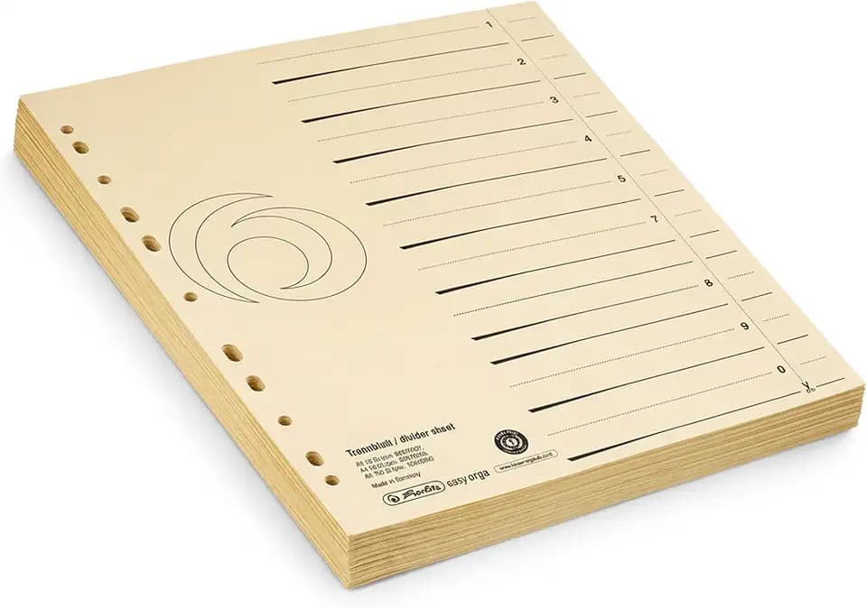 herlitz Trennblätter A4 chamois – 50 Stück – aus Manila-Recyclingkarton