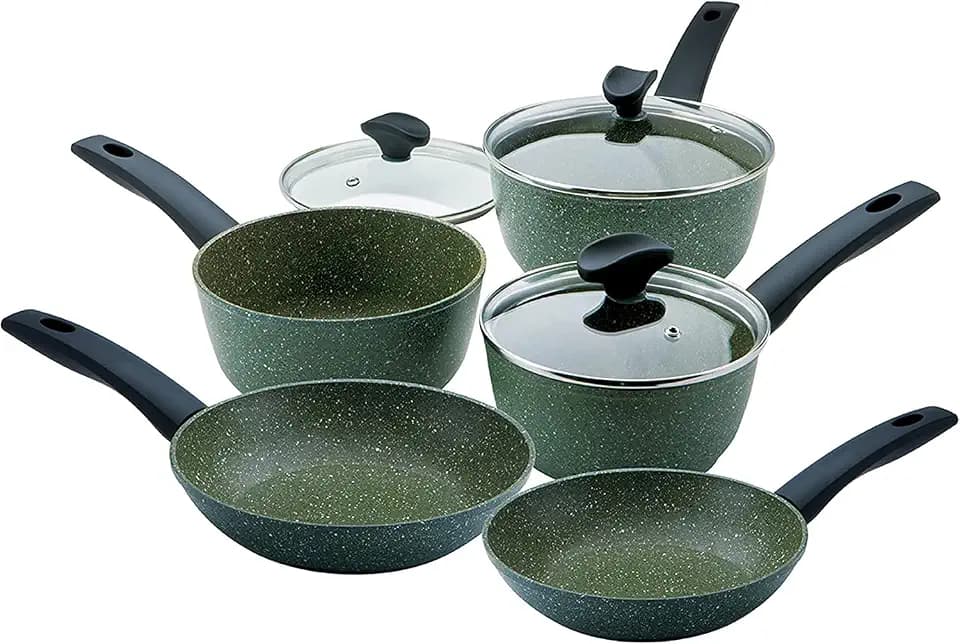 PRESTIGE Umweltfreundliches Topfset Induktion 5tlg mit Bratpfanne 20cm & 24cm - Antihaftbeschichtung auf Pflanzenbasis - Recycelt & Recycelbar - PFOA frei - Kochgeschirr Set