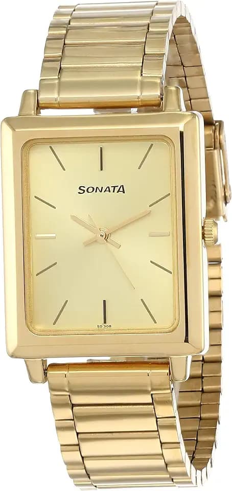 Sonata Analog Gold Dial Men's Watch - NF7078YM02