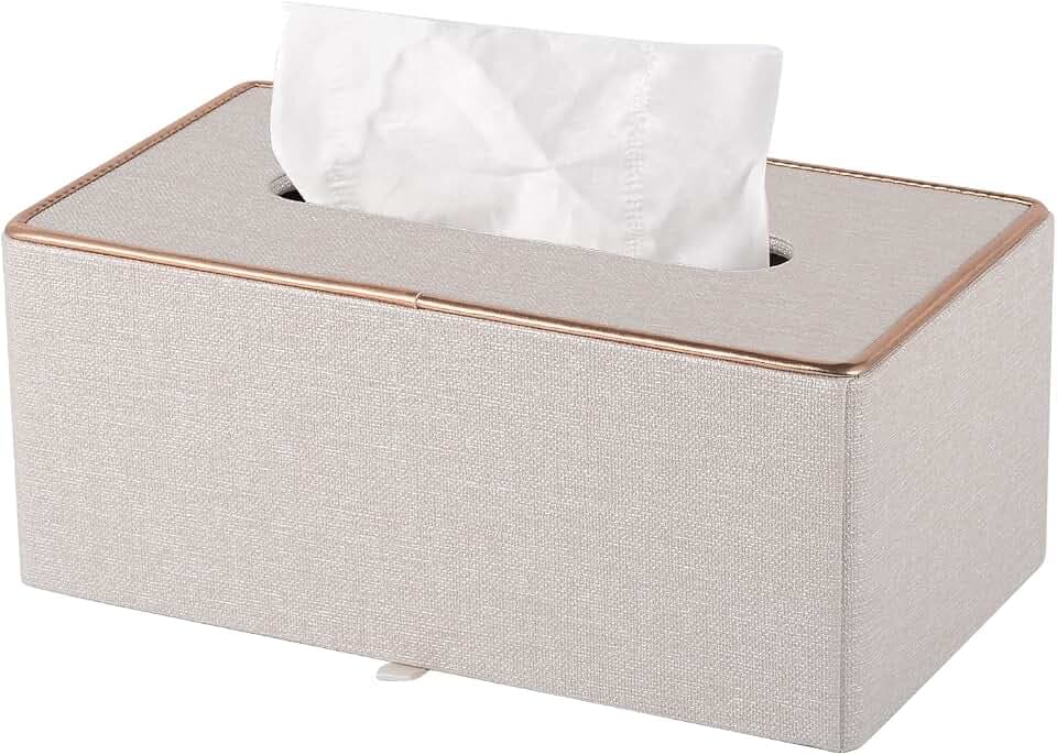 Kosmetiktücherboxen Leder Taschentücher Box,Rechteckig Taschentuchbox mit Magnetabdeckung,Tissue Box Holder für Esszimmer Badezimmer Schlafzimmer Büro Couchtisch Auto Dekor,Beige