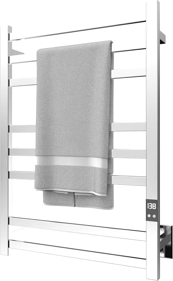 8-Bar Towel Warmer Rack, Polished Stainless Steel