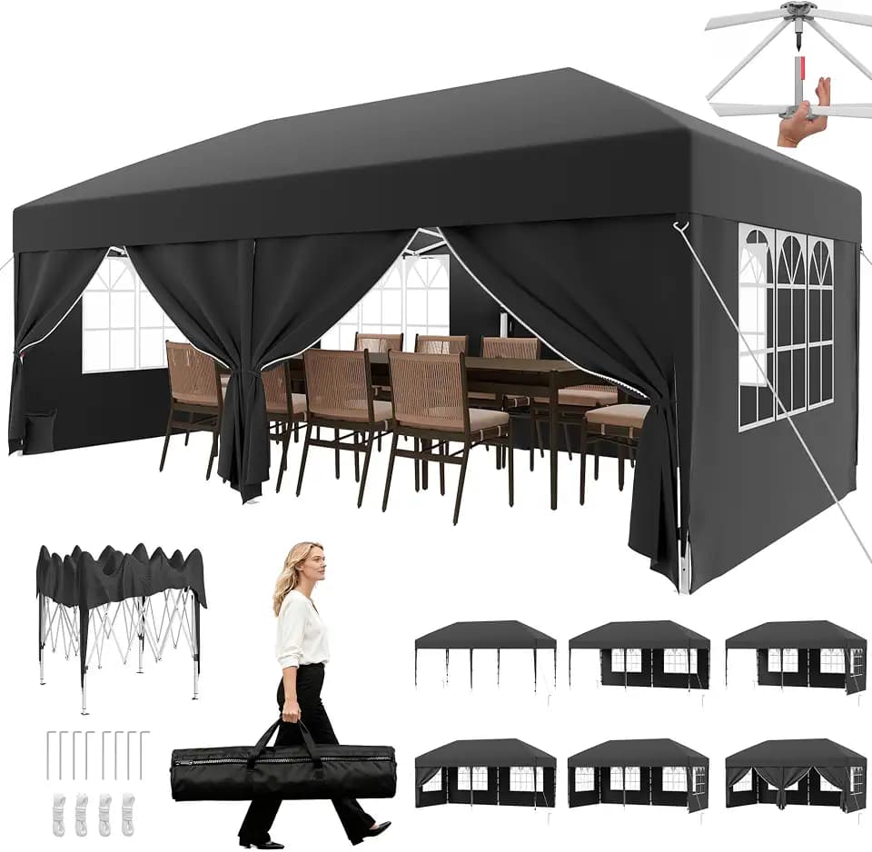 JUMMICO Pop up Pavillon 3x6 wasserdicht stabil Winterfest, One-Touch-Aufbau