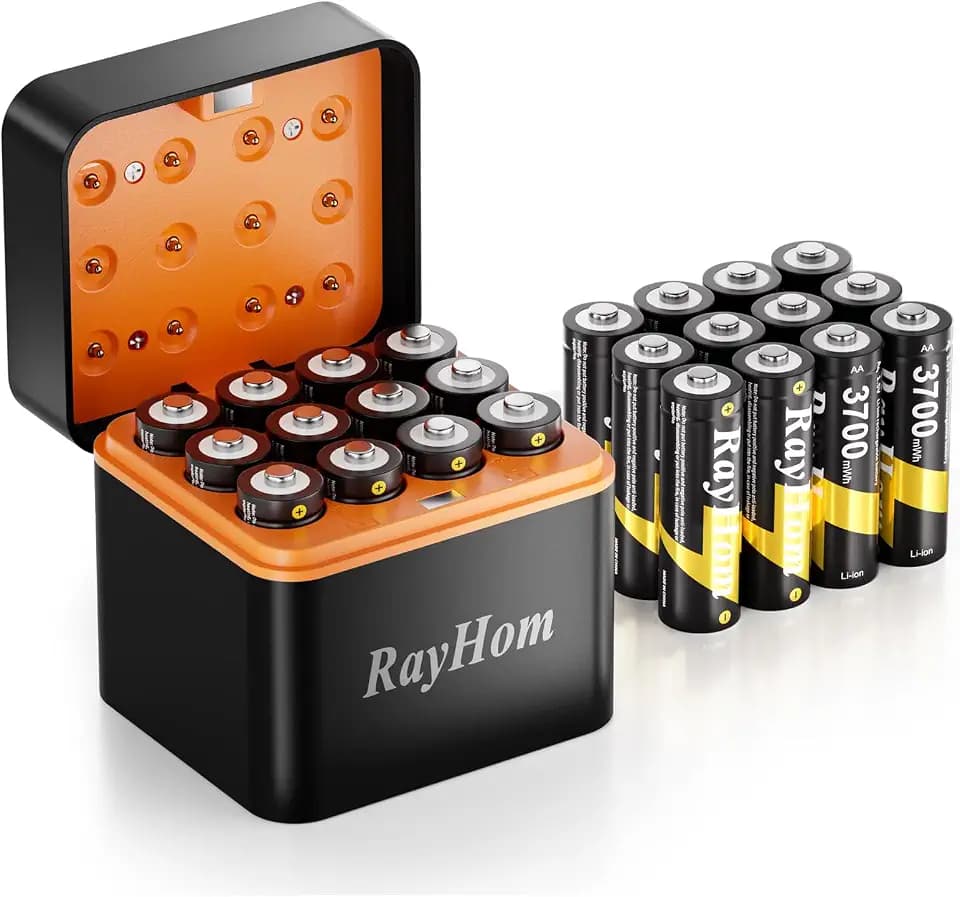 24 Pack Rechargeable AA Lithium Batteries with Charger for Blink Camera
