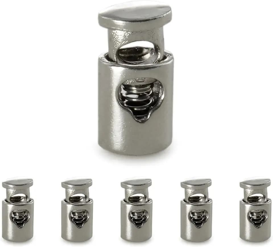 Ganzoo Kordelklemme Kordelstopper Metall silber verchromt gerade Form mit 1 Loch für Kordel Seil Schnürsenkel an Jacke Hoodie Kapuze Sporthose Rucksack Zelt Camping Outdoor Loch 4 mm 5er Set 17 x 9 mm