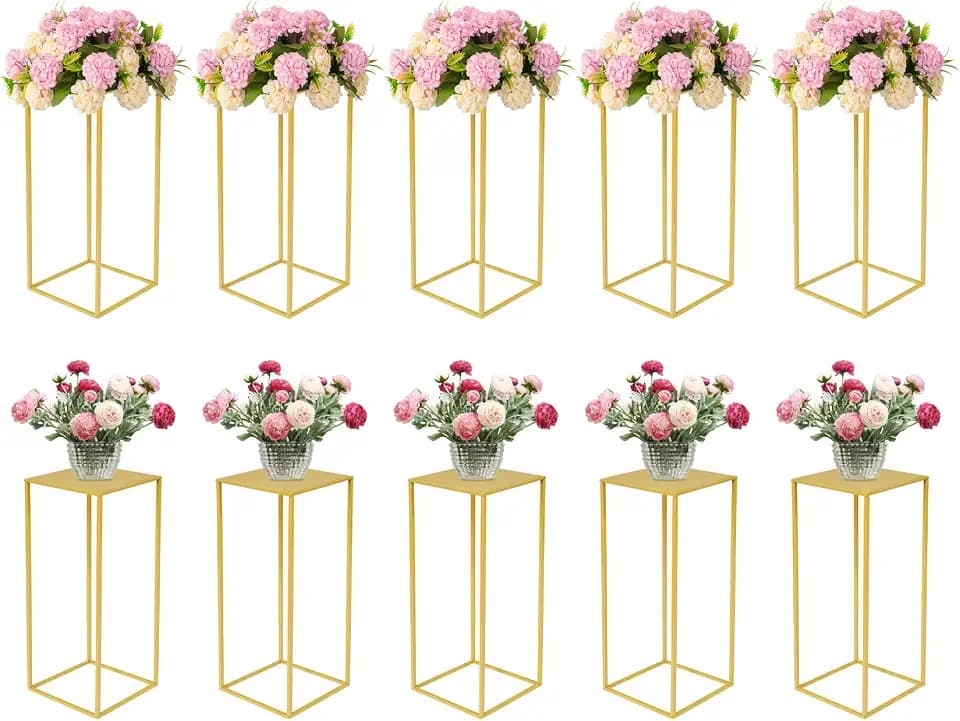2/10 Stück asen für Hochzeitstafeln 40/60/80/100 cm Hohe Metallblumenvase Säule Rechteckiger Blumenständer für Partytischdekorationen Hochzeiten Geometrischer Tischaufsatzständer