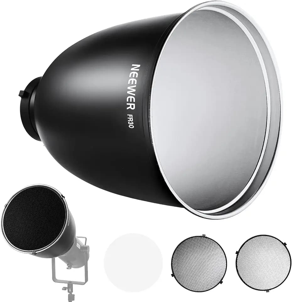 NEEWER 11.6"/29.5cm Deep Focus Reflector Bowens Mount & 15°/30° Honeycombs