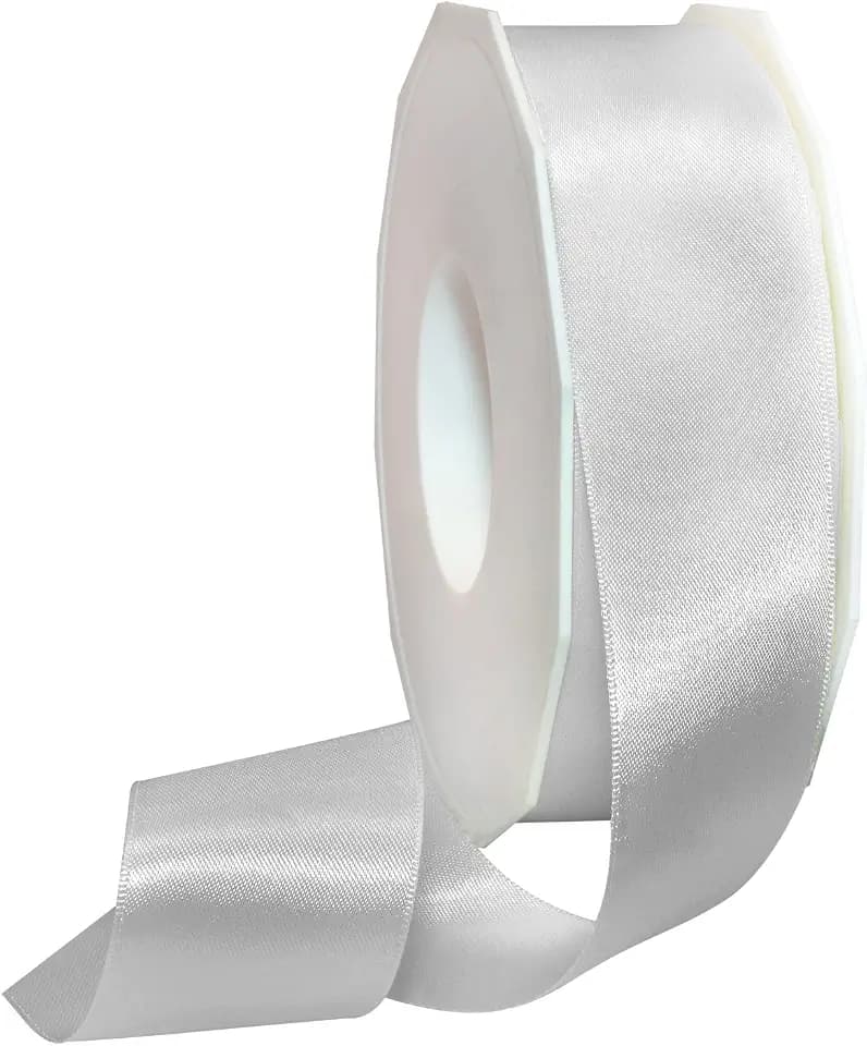 Morex Ribbon Double Face Satin Ribbon 1.5" X 50 YD White Ribbon for Gift Wrapping, Birthday Gift Cards, Satin Dress for Women, Silk Ribbons for Crafts, Wedding Gifts for Couple