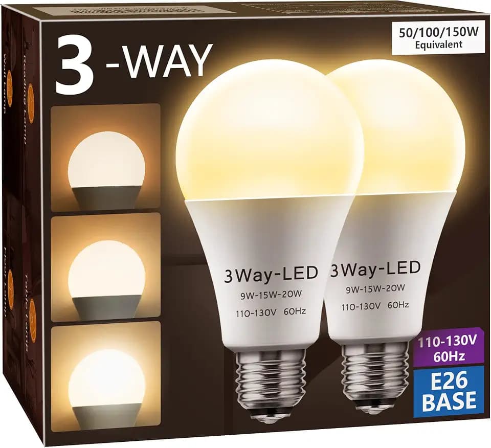 Briignite 3 Way LED Light Bulbs 50 100 150W Equivalent A21 Soft White 3000K