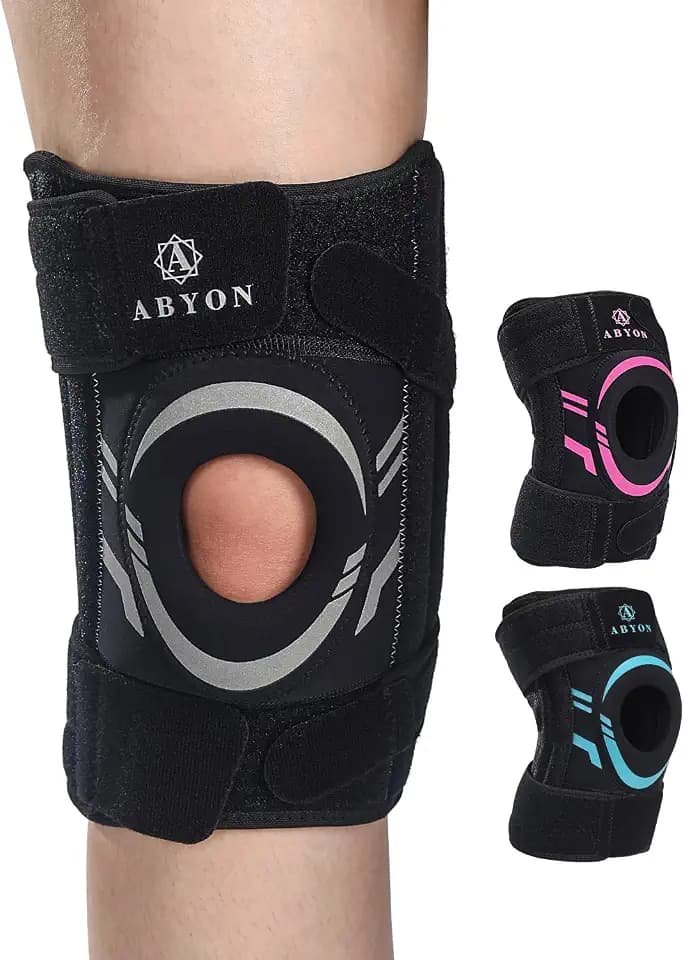 ABYON Kniebandage Damen Herren – Verstellbare Knieorthese bei Meniskusriss, Arthritis, ACL MCL – Neopren Patella Stabilisator mit Seitenschienen für Schmerzlinderung & Rehabilitation