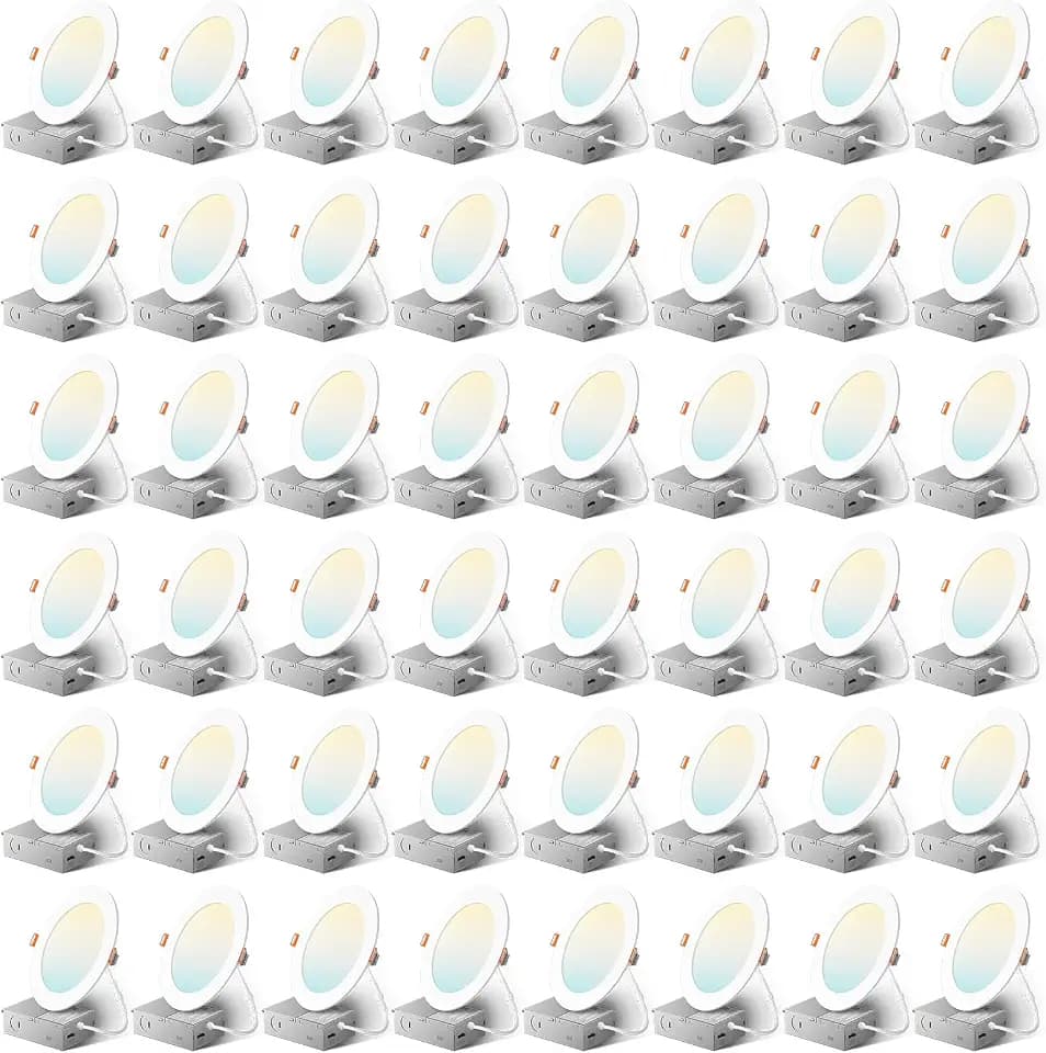 Amico 48 Pack 6 Inch 5CCT LED Ultra-Thin Recessed Ceiling Light, 1050LM