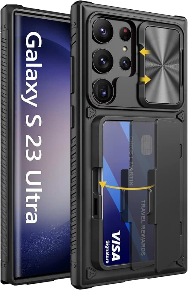 Vihibii for Samsung Galaxy S23 Ultra Case Wallet with Card Holder, Black