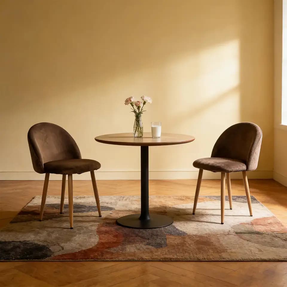 Dining Chairs Set of 2, Brown Velvet Upholstered