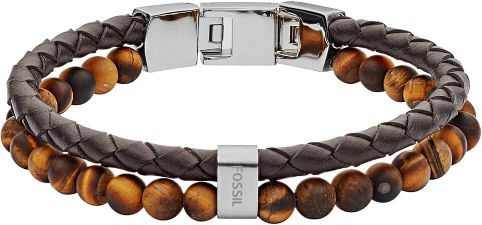 Fossil Herrenarmband aus Edelstahl oder Leder mit Faltverschluss