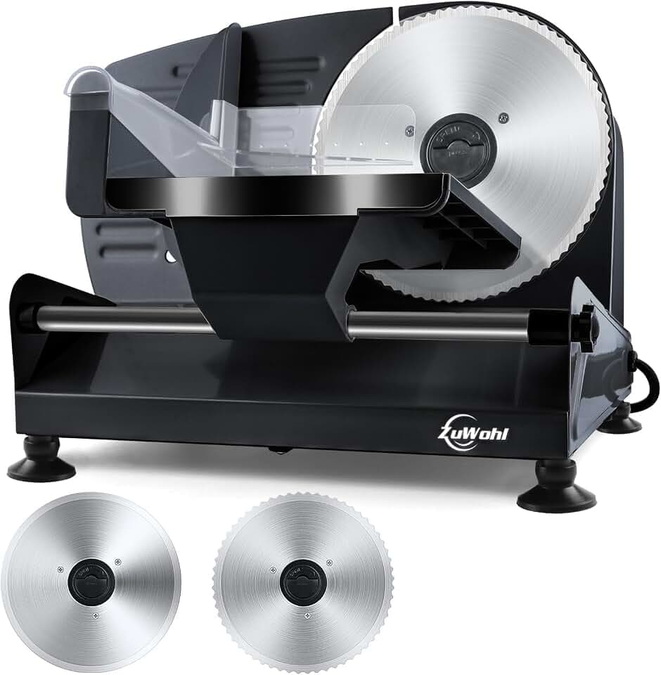 Elektrischer Allesschneider 200W Edelstahl - Brotschneidemaschine | 2 Klingen＆Kindersicherung, 0-15mm Schnittstärke - Wurstschneidemaschine Schinkenschneider für Brot Käse Wurst