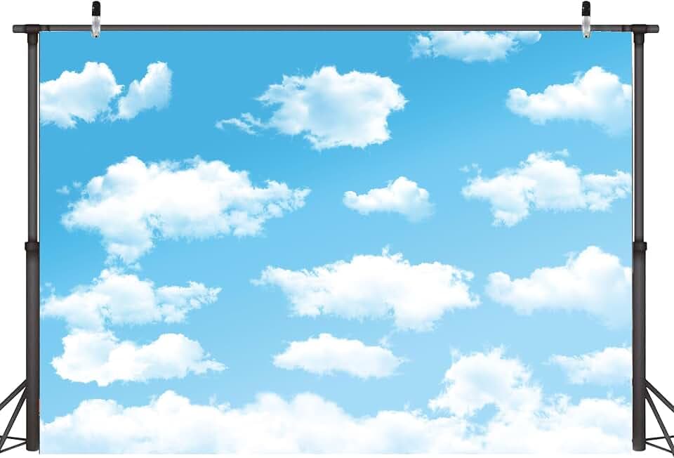 Blue Sky White Cloud Backdrop 10x6 FT White Cloud Nature Backdrops for Photoshoot Newborn Baby Shower Background Kids Birthday Party Banner Outdoor Wedding Decorations Photo Shoot Props
