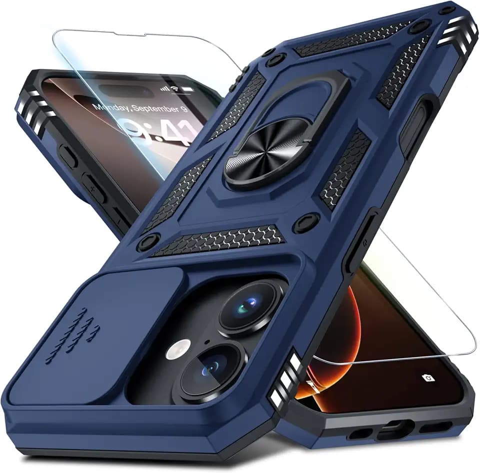 for iPhone 16 Plus Phone Case Built in Slide Camera Lens Cover