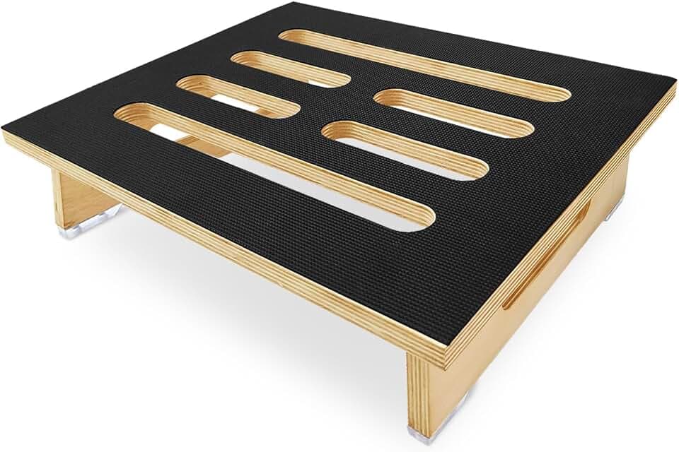 Tritthocker Tritt Holz - Wohnwagen Trittstufe Wohnmobil bis 200 kg Belastbar - 40x32x10cm Fußbank Erwachsene - Step Stool mit Rutschfester Gummiauflage - Holztritt Natürlich