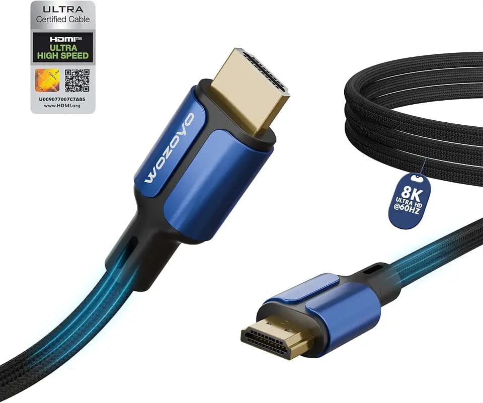 HDMI Cable V2.1 with Ethernet, 8k@60Hz,4K@120Hz UHD Resolution,9.9 Feet Braided, 48 Gbps Transmission Ultra High Speed,HDR/HDR10/Dolby Vision,Dolby Atmos and DTS:X, Compatible All HDMI Devices