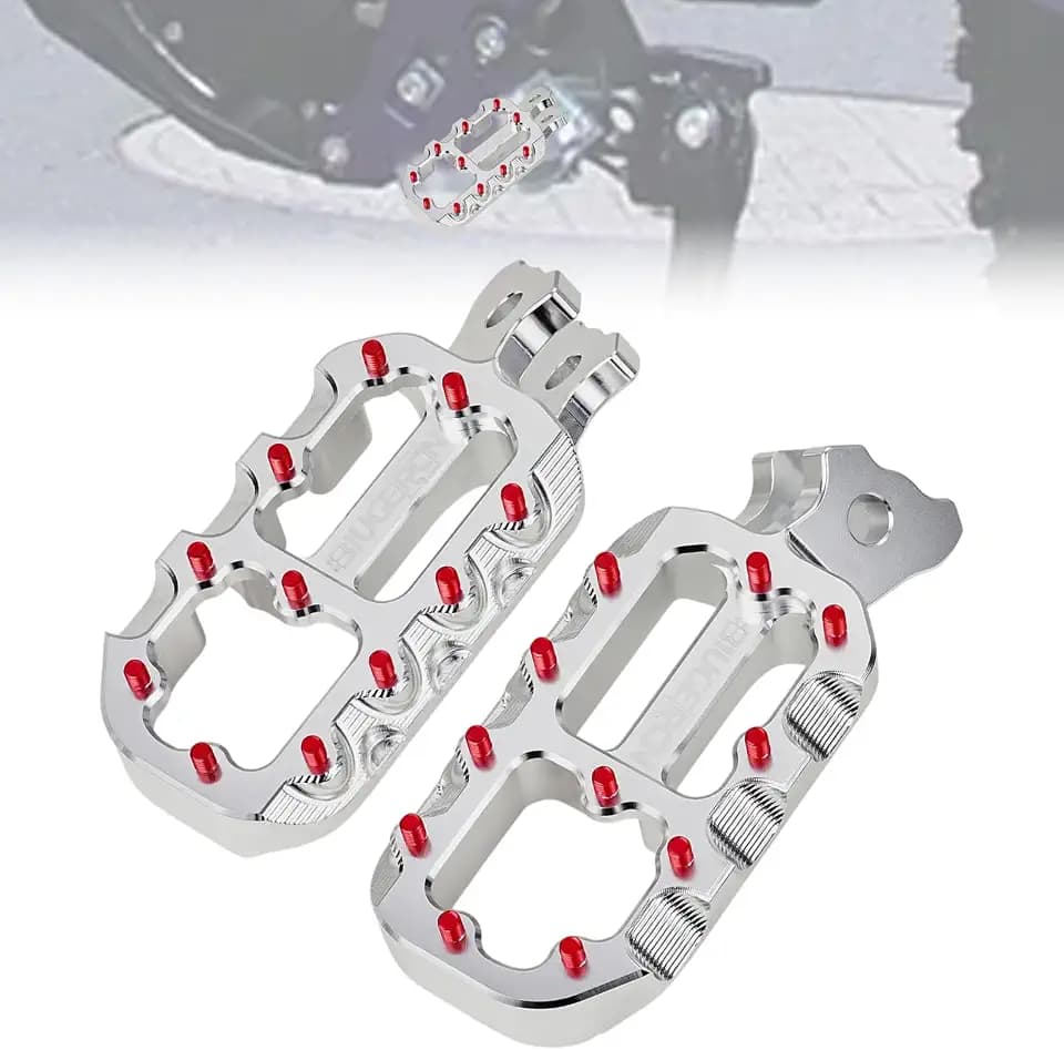 Dirtbike Fussrasten CNC Aluminium für Surron Light Bee S X L1E LBX Sur Ron Segway X260 X160 Elektro Dirt Bike Silber-Rot