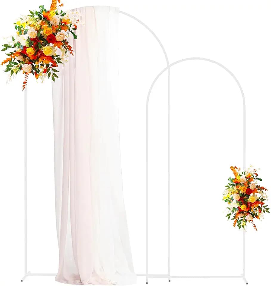 Putros Arch Backdrop Stand, 7.2ft & 6ft, Metal Wedding Arch Stand, White