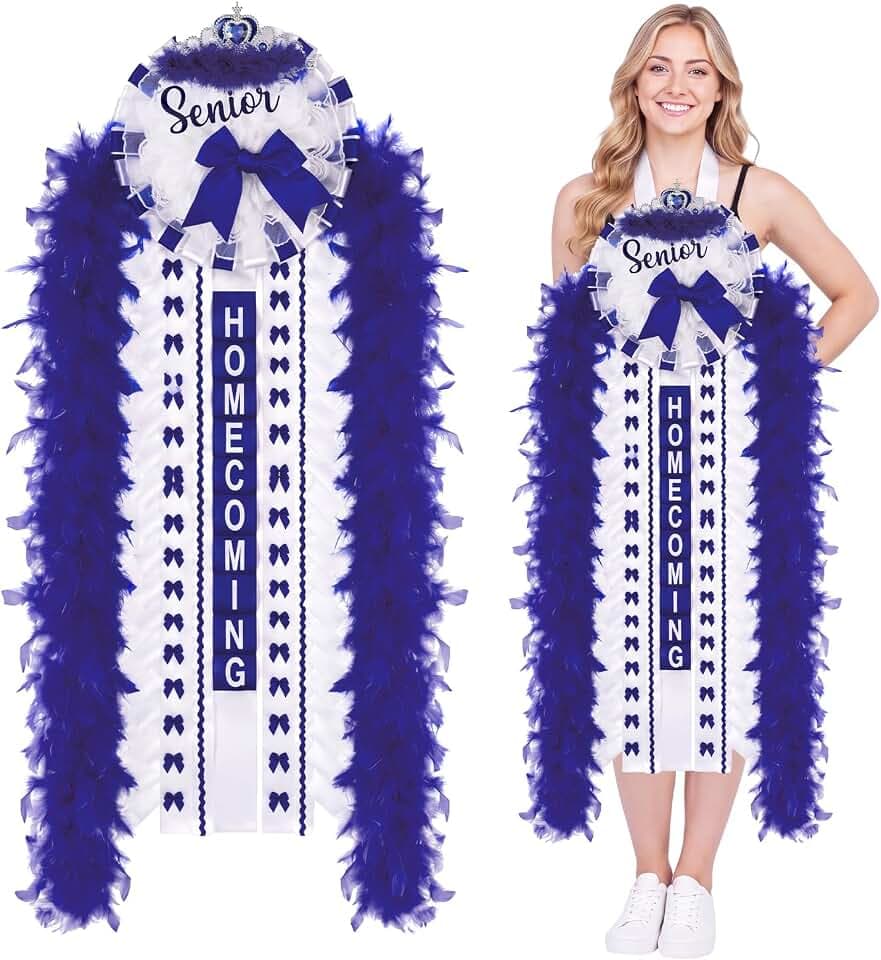 Suncalla Pre-Made 47 Inch Senior Homecoming Mum Supplies, Blue