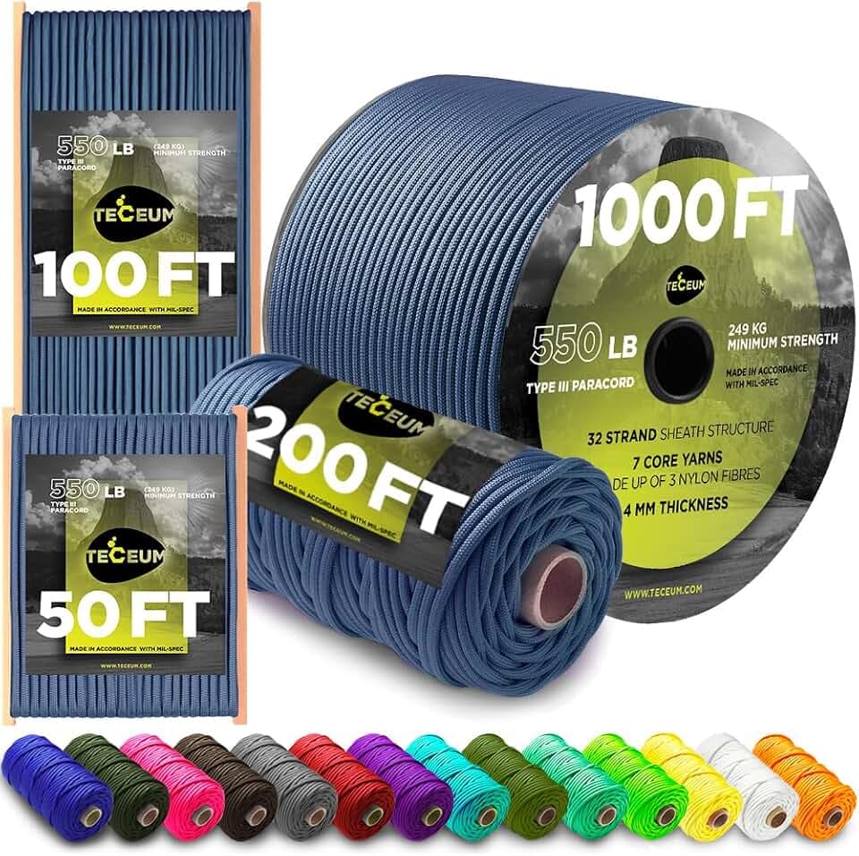 Paracord Rope 550 lb 4mm – Parachute Cord – Utility Camping Rope