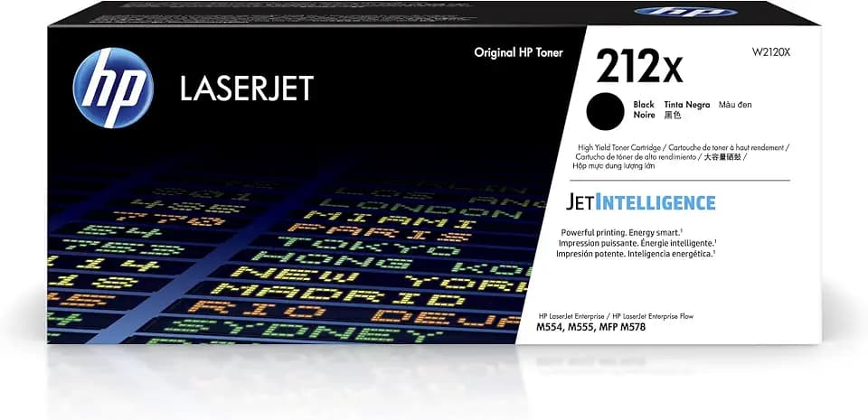 HP 212X Black High-Yield Toner Cartridge Printers | Works with Color LaserJet Enterprise M554, M555 Series; Color LaserJet Enterprise MFP M578 Series | W2120X