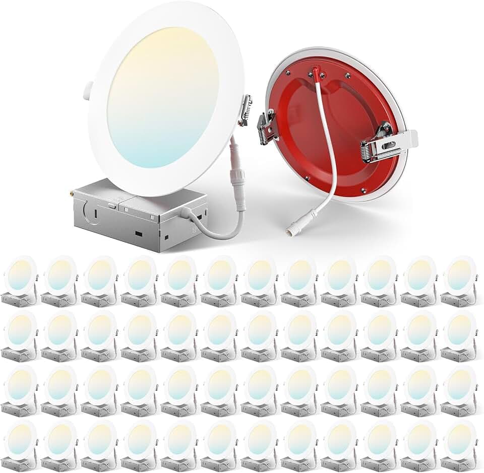 Amico 48 Pack 6 Inch Fire Rated LED Recessed Light, 2 HR Fire Rating, 5CCT