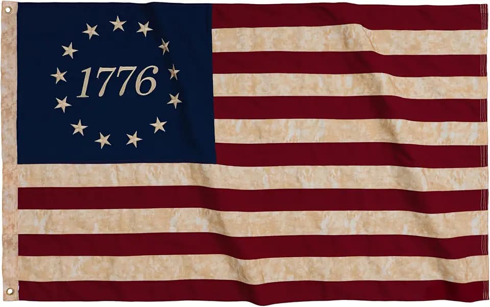 ROTERDON Cotton Betsy Ross 1776 Vintage Flag 3x5 FT Outdoor, Embroidered 13 Stars Colonies 1776 Primitive American US Flag, Heavy Duty USA 250th Anniversary Decoration