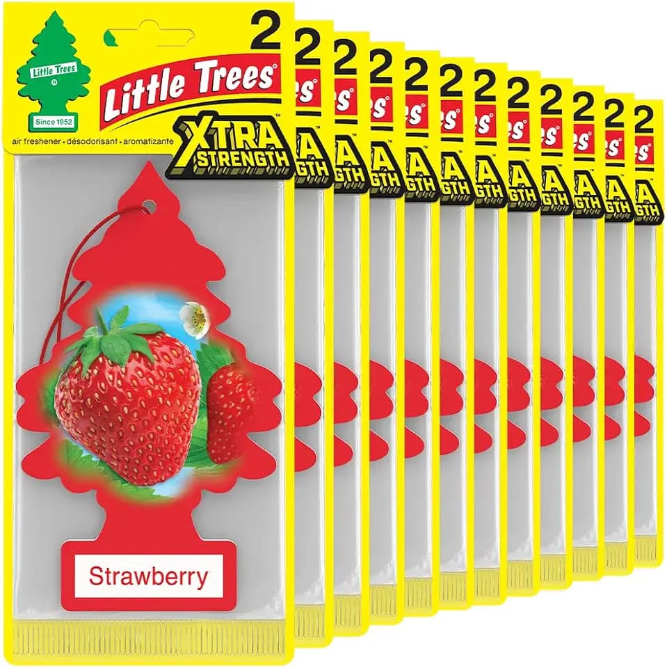 LITTLE TREES Car Air Freshener | Xtra Strength Provides Long-Lasting Scent for Auto or Home | Extra Boost of Fragrance | Strawberry, 24 Air Fresheners