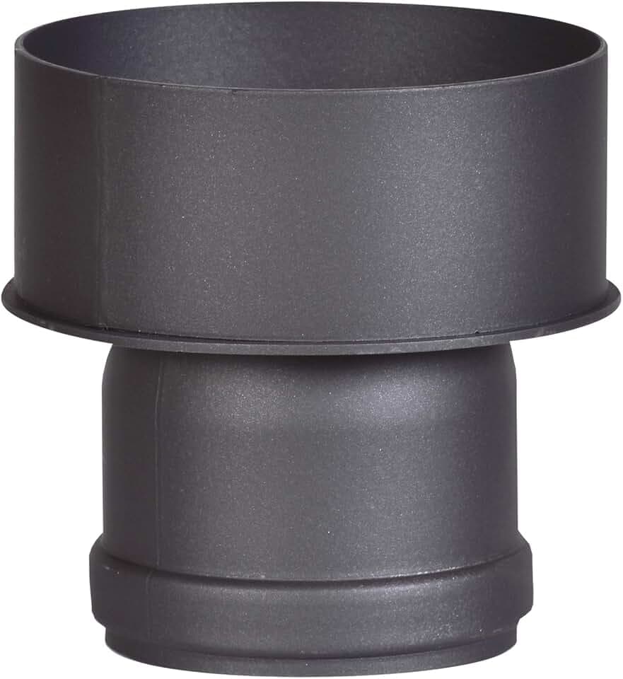FIREFIX R150/Ü7 Erweiterung 80 auf 120 mit Dichtung für 2 mm starke Rauchrohre, schwarz lackiert, von 80 mm Ofenanschluss auf 120 mm Wandanschluss