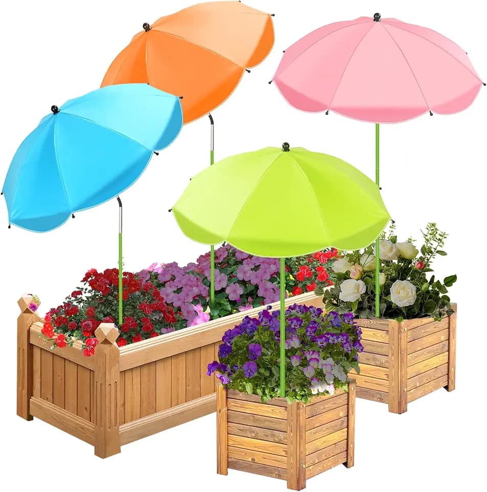 4 Pack Plant Umbrellas for Outdoor Plants, 26" Large 43.4" High Plant Shade
