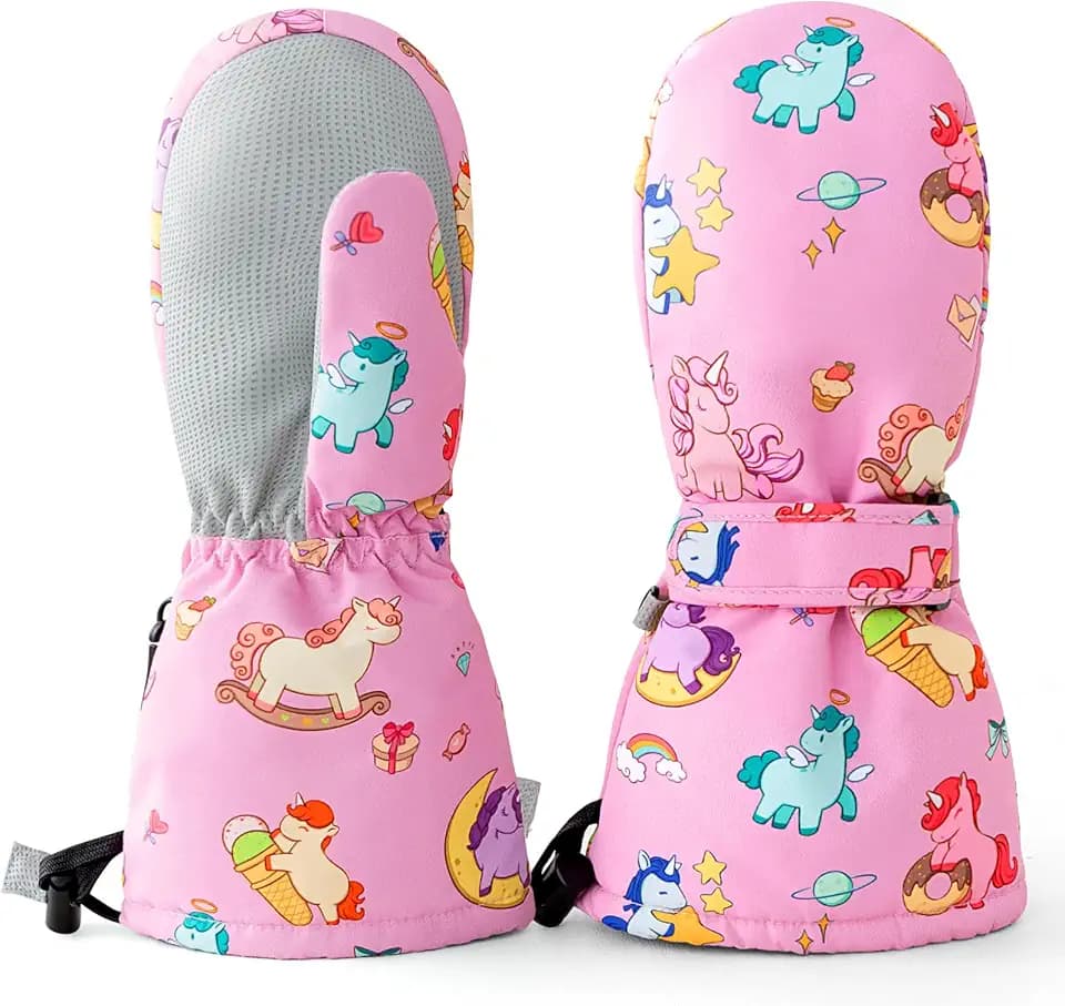 Vihir Kinderhandschuhe Fäustlinge Kinder Wasserdicht Skihandschuhe Kinder Winterhandschuhe Kinder Winddicht Warm Atmungsaktiv für Jungen und Mädchen von 2 bis 10 Jahre