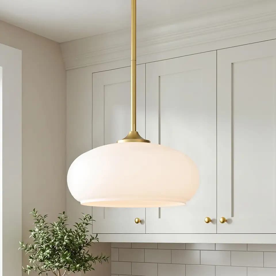 Tawson Juno Modern 1-Light Pendant Ceiling Light Fixture with Etched Opal Glass Shade for Kitchen Island, Hallway, Entryway, Passway, Dining Room, Bedroom, Balcony Living Room