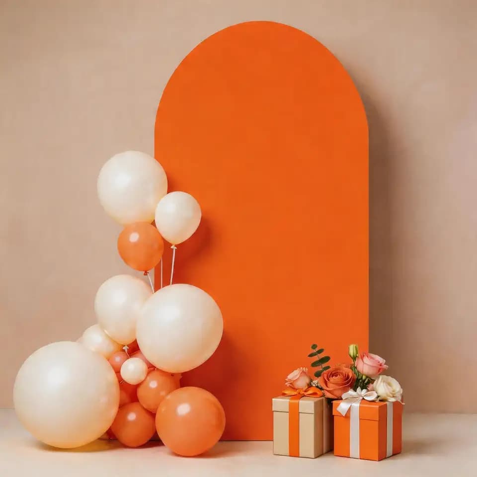 Wedding Arch Backdrop Cover Chiara Orange Spandex Arch Cover 2.6 x 6 FT