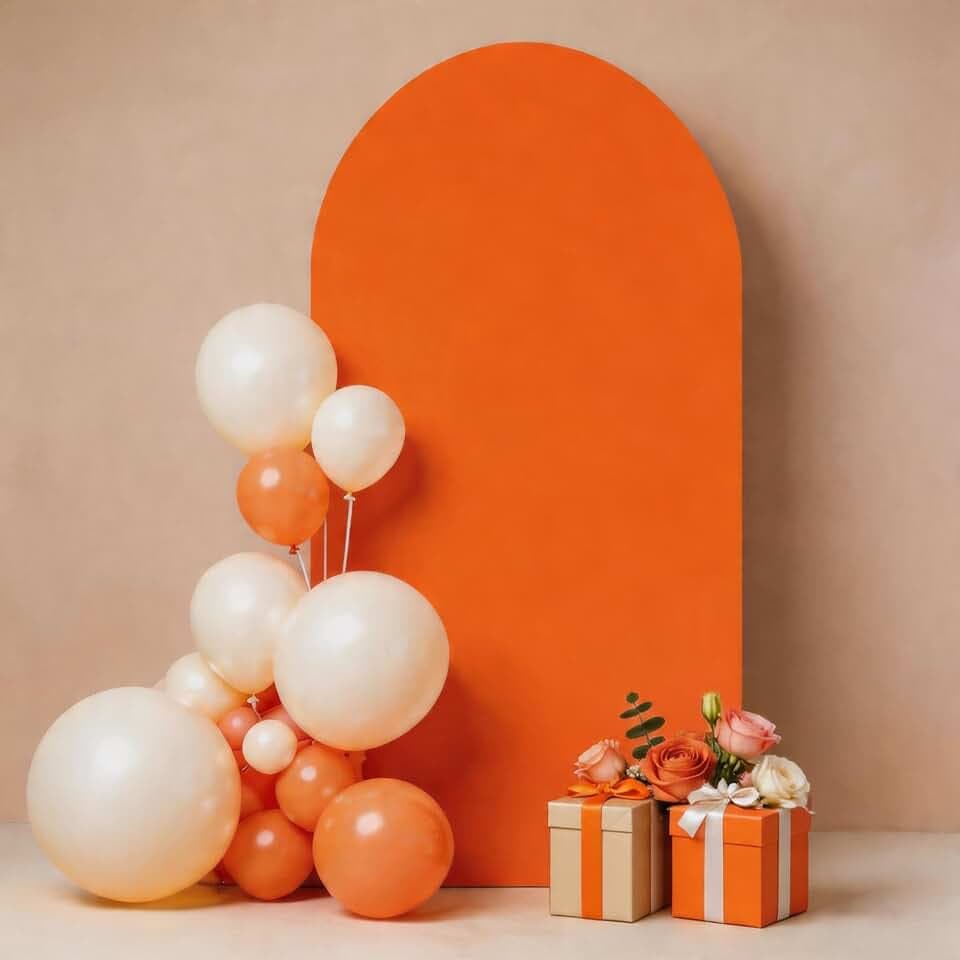 Wedding Arch Backdrop Cover Chiara Orange Spandex Arch Cover 3.3 x 6.6 FT