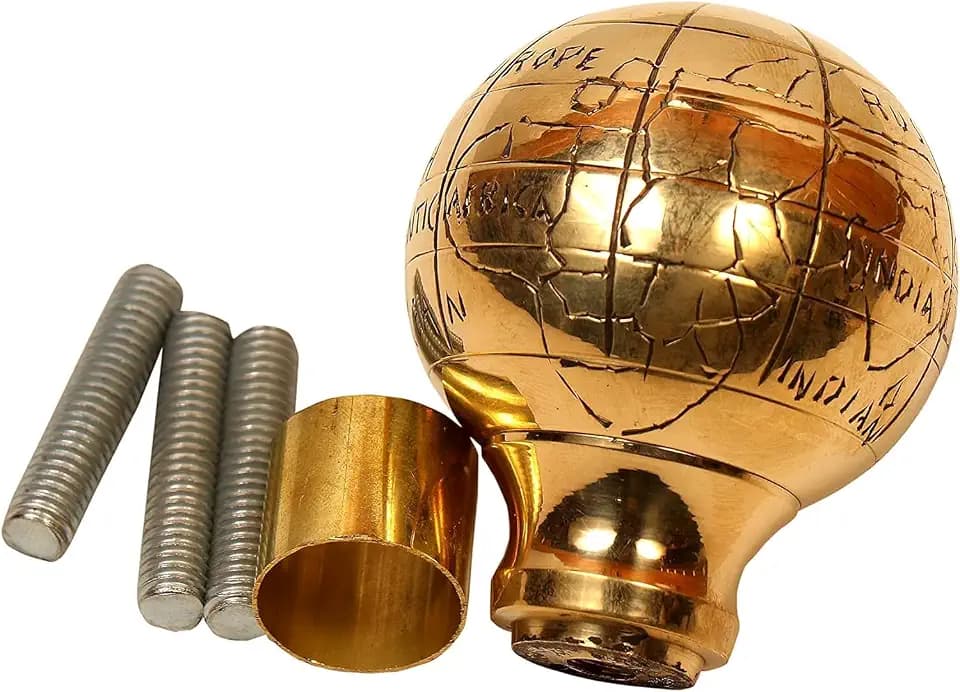 Globe Head Cast Brass Outside Handle Solid Cane Walking Stick Handle av