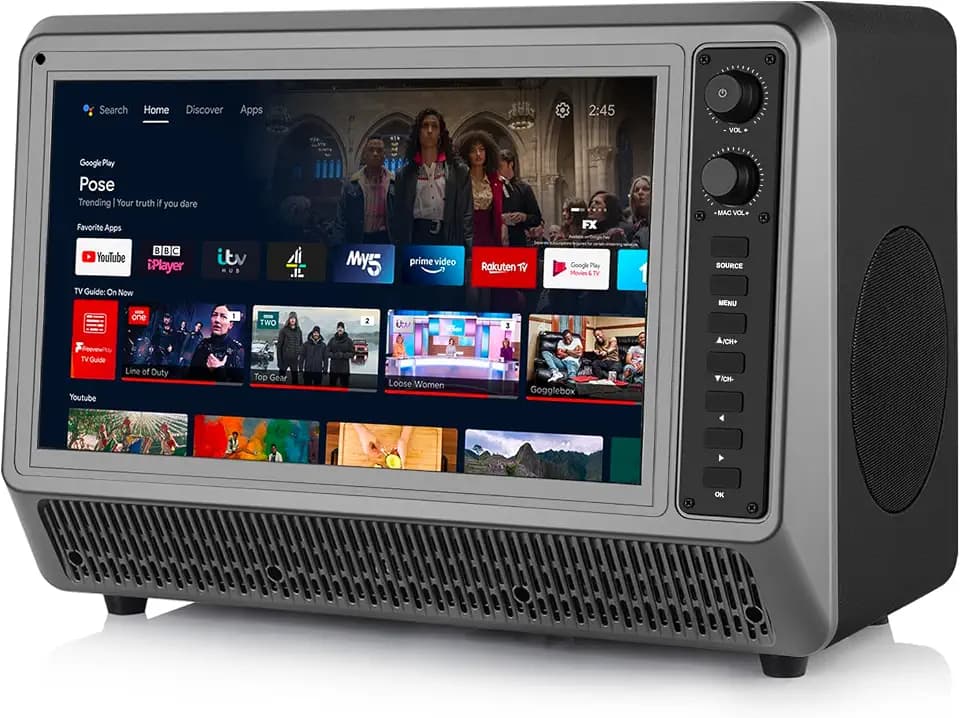 Feihe 15.6” Small Smart TV Built-in Bluetooth Speaker System, 200W Peak Power, 1080P FHD Smart Television with Wi-Fi/HDMI/USB/AUX for Home Entertainment & Camping