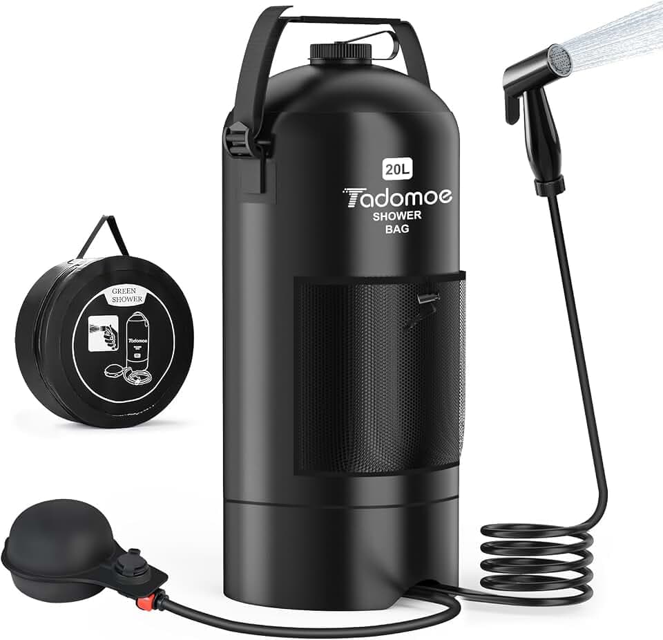 20L Druck Campingdusche mit Fußpumpe, Faltbar