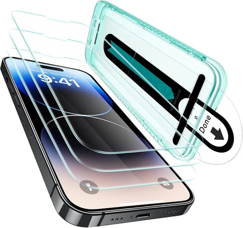 ESR 3 Pack for iPhone 14 Pro Screen Protector, [9H Hardness] [Military Grade Shatterproof] Tempered Glass Film with Flawless Fit Tray
