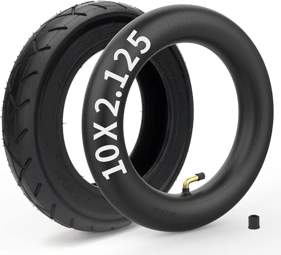 10x2.125 Tire and Inner Tube with 0° Valve Stem for 10" Tires with 6" Rims