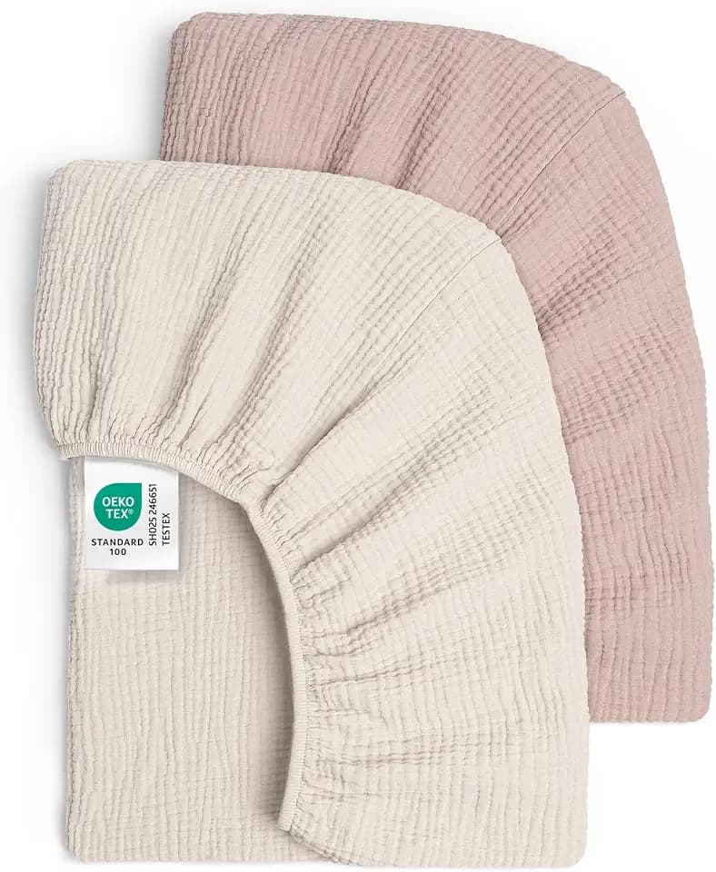 lulumoon Spannbettlaken 60x120 Musselin für Kinderbett: 100% Baumwolle
