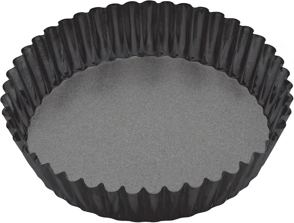 Master Class Kitchen Craft Obstkuchenform, antihaftbeschichtet, hoher Rand mit Rillen, glatter Boden, 25 x 25 x 5.5 cm, Schwarz