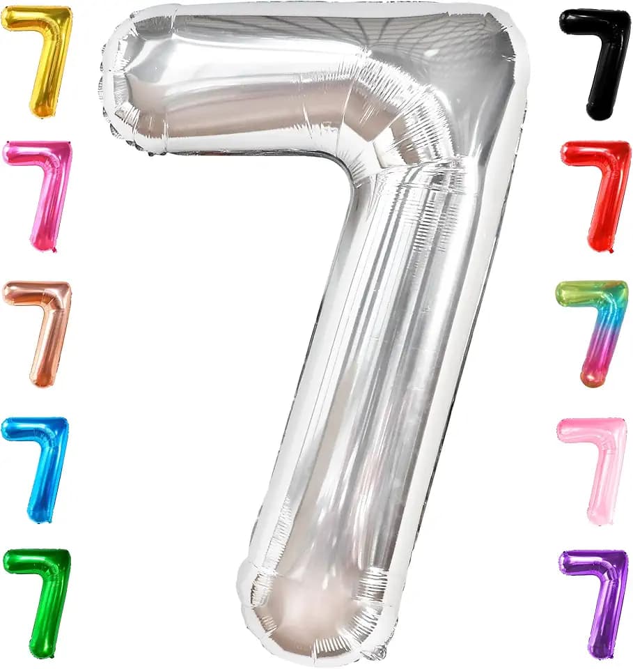KatchOn, Giant Silver Number 7 Balloon - 40 Inch | 7th Birthday Balloon