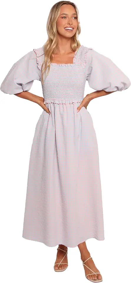 Petal & Pup Lille Midi Dress - Blue Gingham S