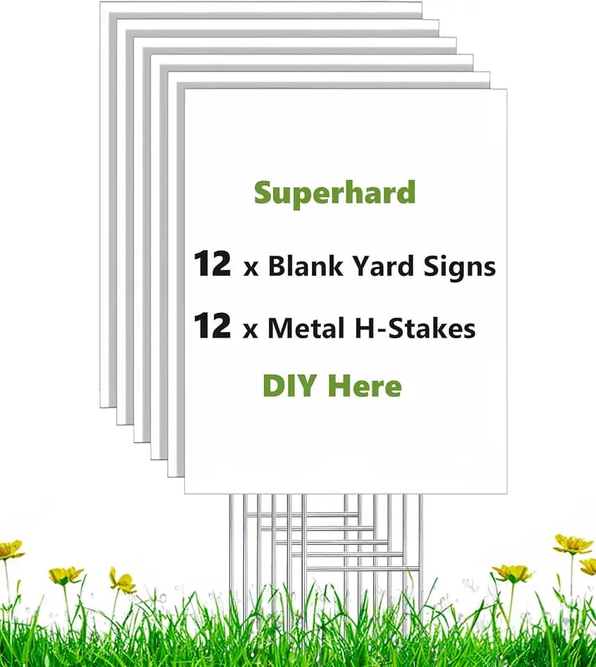 12 Pack Blank Yard Signs with Stakes，17 x 12 Vertical Double sided