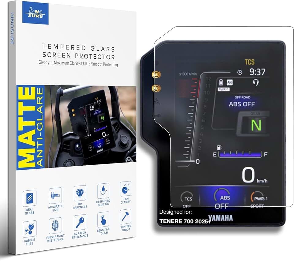 Tempered Glass Screen Protector for Yamaha TENERE 700 (2025+) Motorcycle Instrument 6.3" Screen 9H Anti Scratch/Glare (Matte)