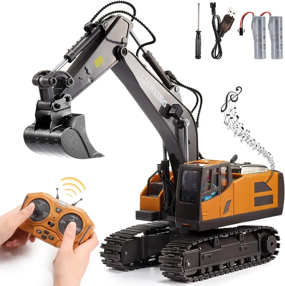 HappyGoLucky 1:20 Ferngesteuerter Bagger Spielzeug Ab 3 4 5 6 7 8 Jahre Jungen, 680° Drehung Rc Bagger Mit Lichtern Geschenk Junge 4 5 6 7 8 Jahre, Outdoor Spielzeug Kinderspielzeug Ab 3-9 Jahre