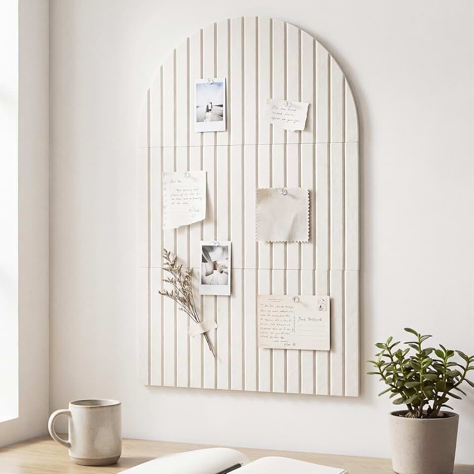 Arched Felt Bulletin Board 35" x 24", 6 Pack Large Cork Board Pin Board