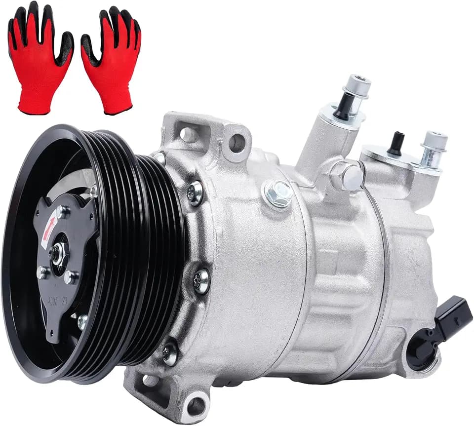 AC Compressor 4717058 Fit for 2007-2014 VW Beetle 2.5L, Golf Passat TT RS Quattro Golf SportWagen Jetta Bora 2.0L 2.5L, A/C with Clutch Replacement for 97567, 197567, AIG567